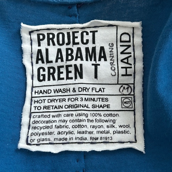 Anthropologie Project Alabama Green T Cotton Blue Floral Handmade Wrap Top - Picture 16 of 16